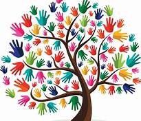 A tree of helping hands from all over the world, together creating hope